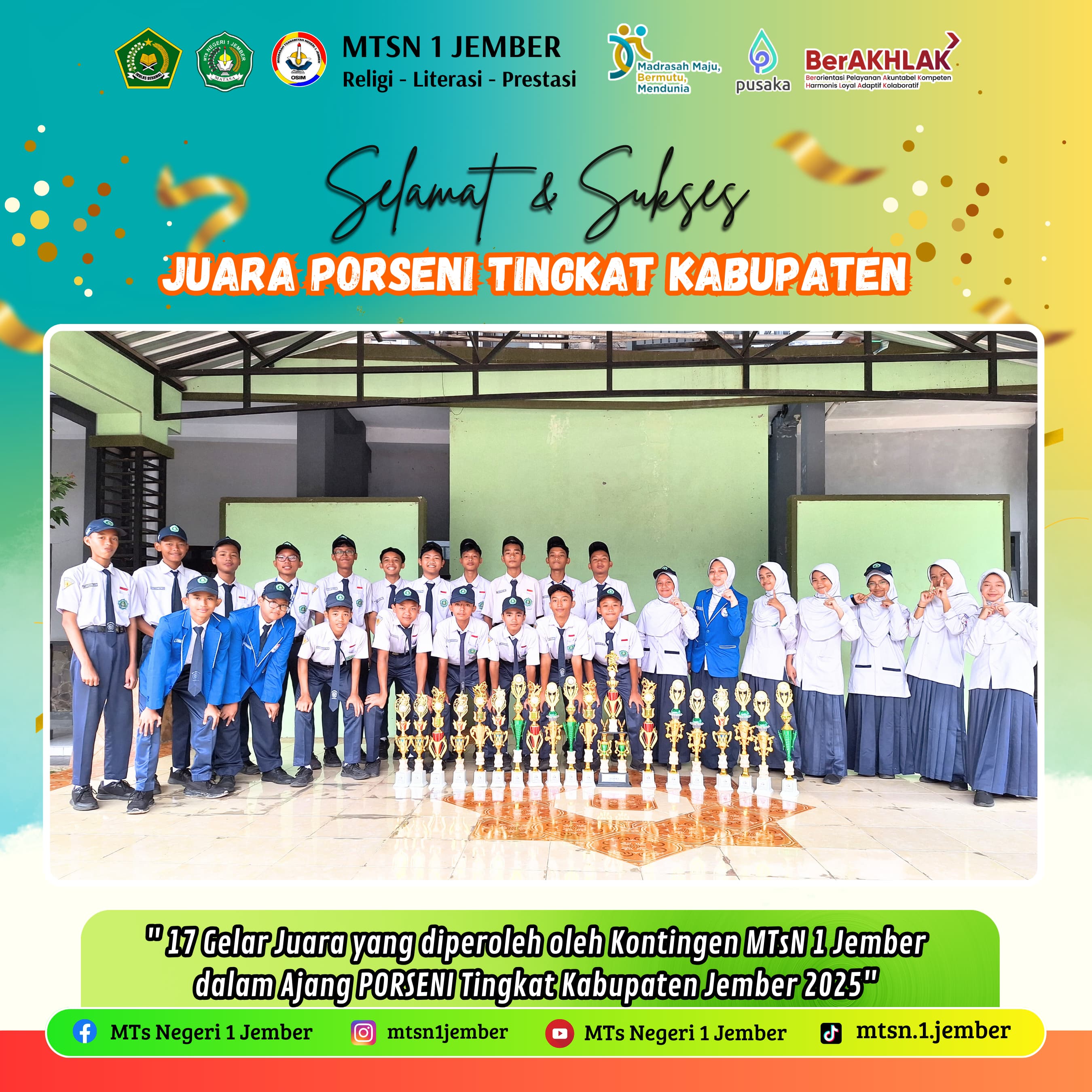 MATASA JEMBER PANEN JUARA DALAM PORSENI TK. MTS SE-JEMBER TAHUN 2025